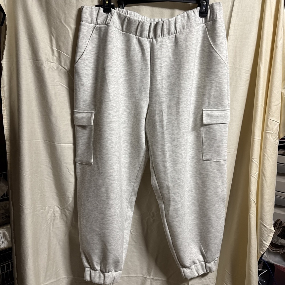Express Cargo Jogger Womens XXL Light Grey Cozy & Soft Relaxed Fit Sweatpant NWT